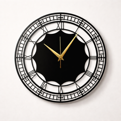 Modern Roman Metal Wall Clock – Matte Black & Gold Hands