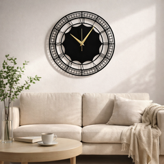 Modern Roman Metal Wall Clock – Matte Black & Gold Hands