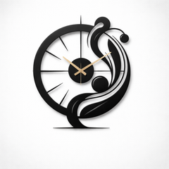 Modern black metal wall clock