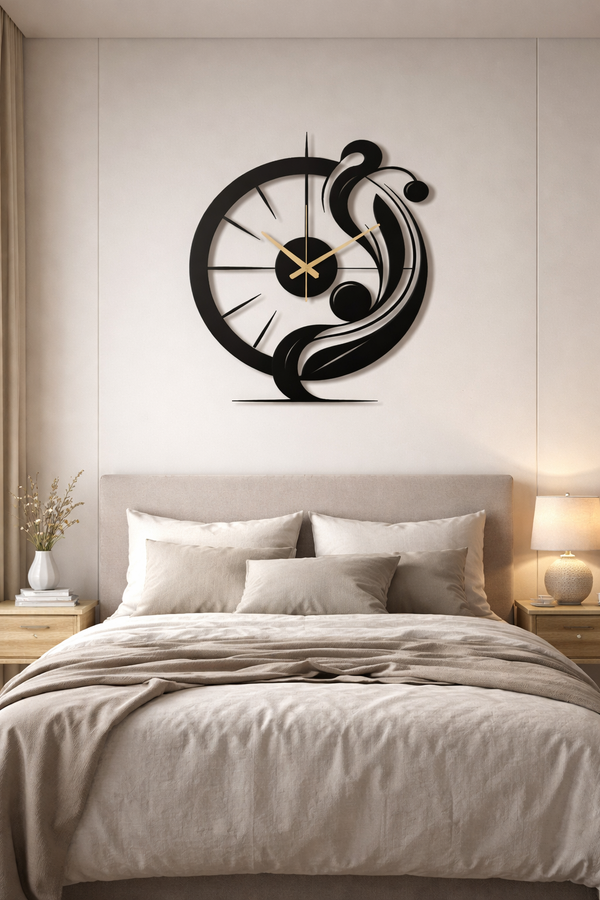 Metal wall clock for bedroom wall decor