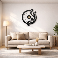 Metal wall clock in living room